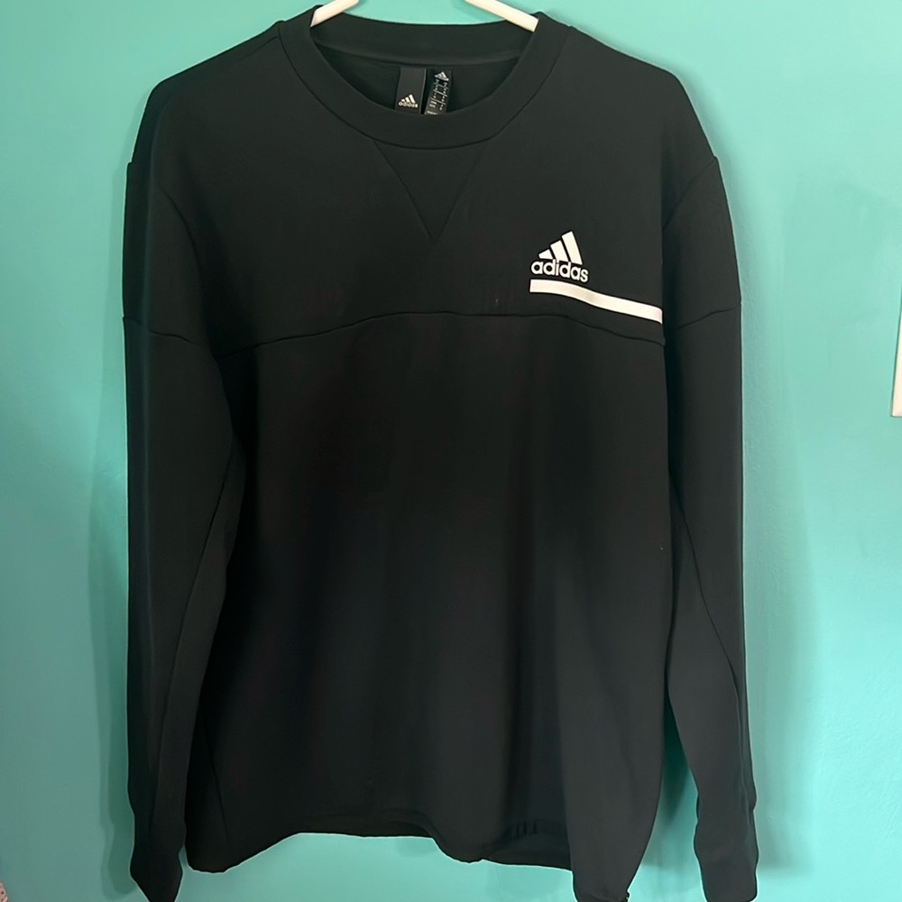 Adidas Plain Black Pullover Sweatshirt M